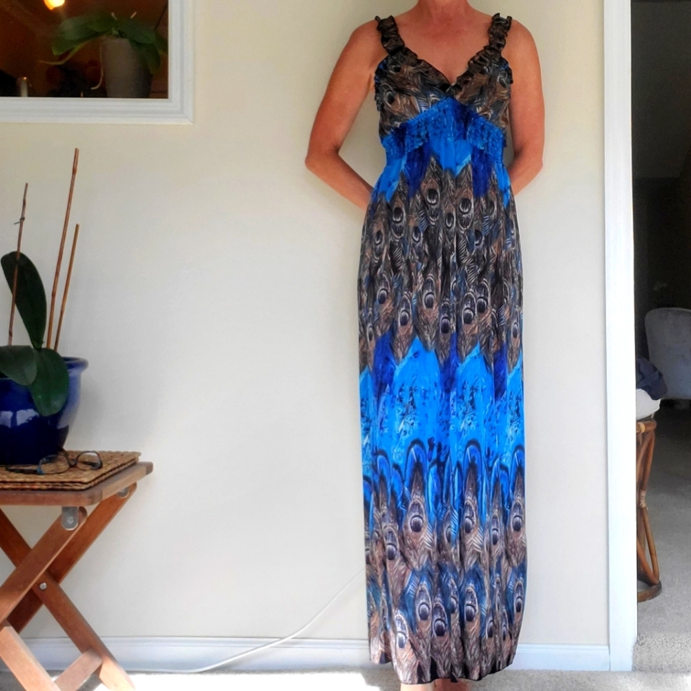 Blue print Long dress